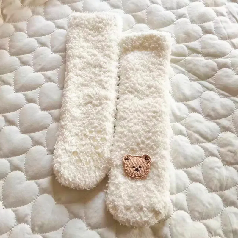 Calzini invernali per neonati Calzini lunghi caldi e spessi per bambini Piccoli Calzini bianchi per autunno e inverno Calzini antiscivolo per neonati Accessori per neonati_voghion.com