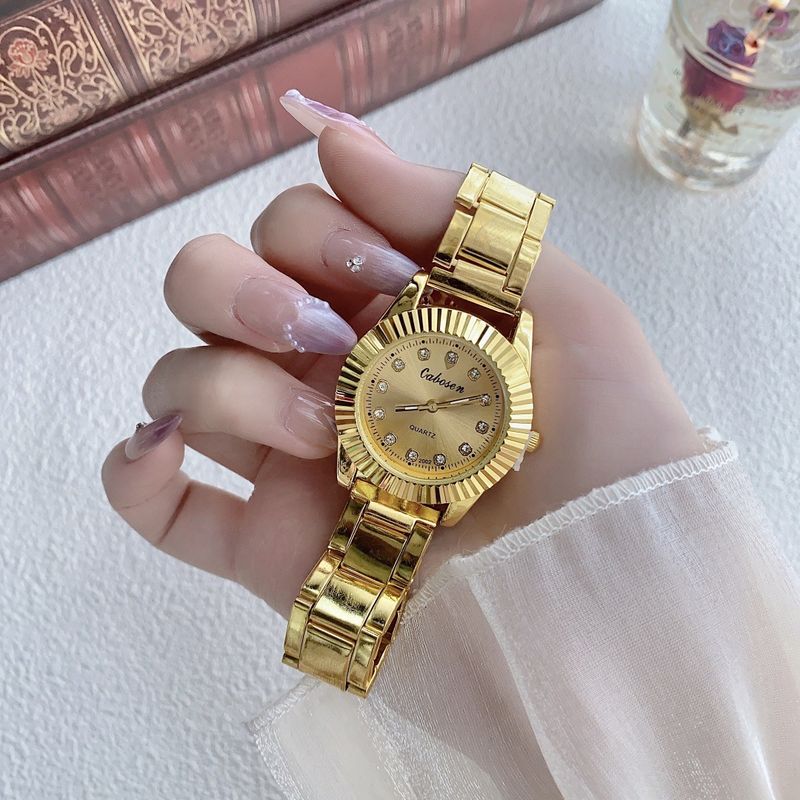 Damenuhren Großes Zifferblatt Uhr Damen Retro Gold Quarzuhr Paaruhr_voghion.com