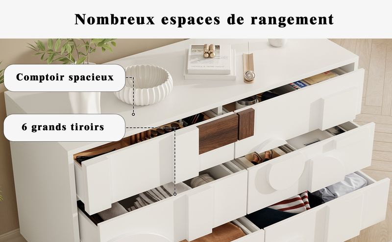 Credenza Weiß Mit Geometrischen Türen, funzione Push-to-Pop, Massivholzbeine_voghion.com