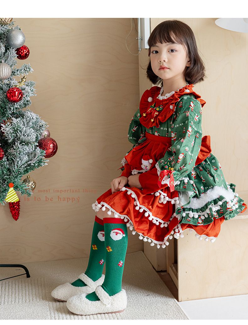 Calzini di Natale per bambine, autunno e inverno, piccoli, per la scuola media, per bambini più grandi, con cartoni animati, rossi, per il nuovo anno, calzini tubolari medi per neonati_voghion.com