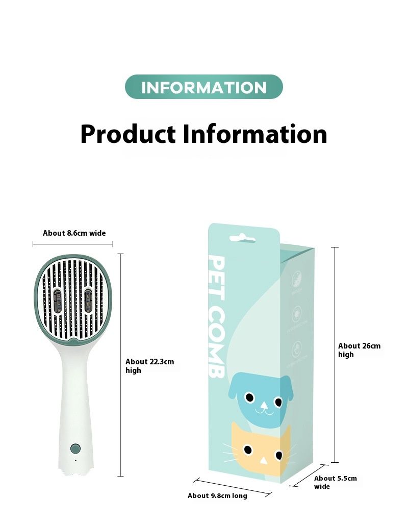 Naminių gyvūnėlių UV sterilizavimo kačių šepetys, automatinės šukos, plaukų šalinimas vienu spustelėjimu, grožio adatų šukos_voghion.com