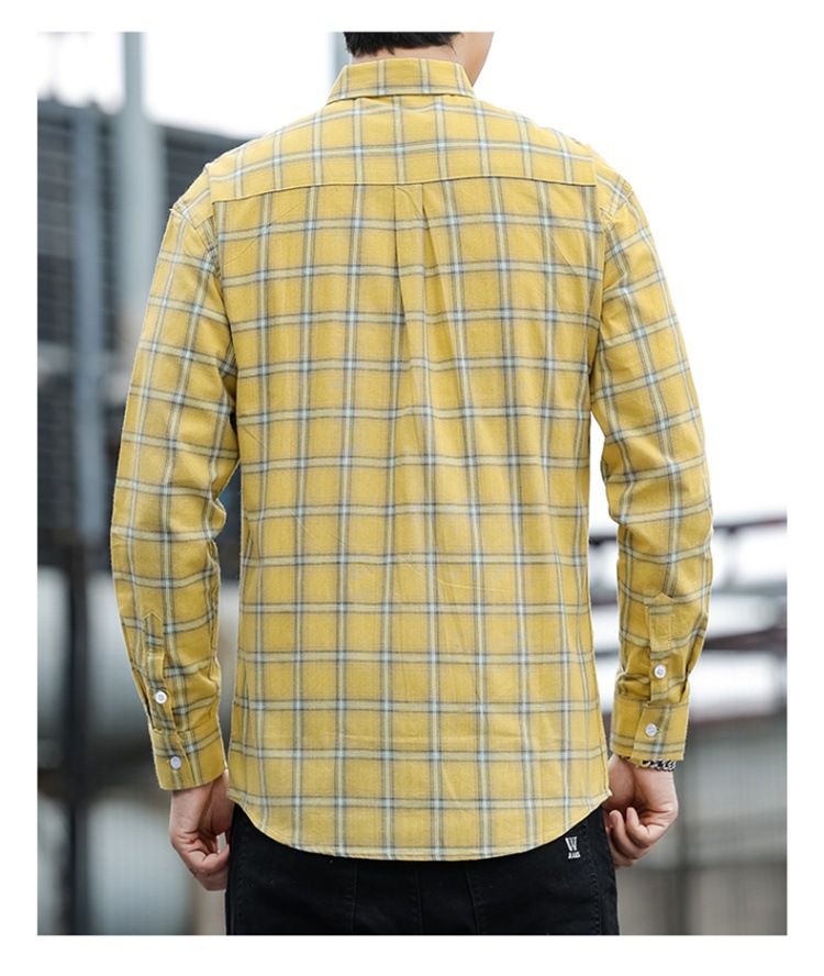 Long Sleeved Checkered Shirt For Men, Trendy, Simple, Versatile, Slim Fit, Commuting, Casual Shirt_voghion.com