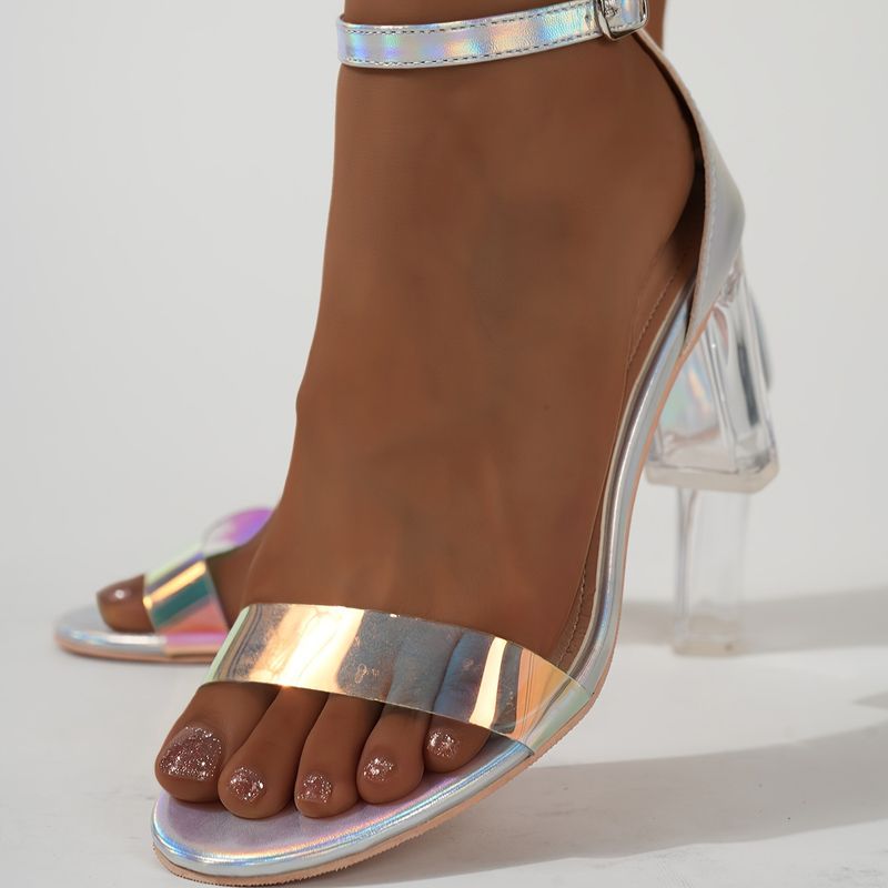 Large Size Thick Heel Sandals Super High Heels New Line With Crystal Belt Buckle Fashion Shoes_voghion.com