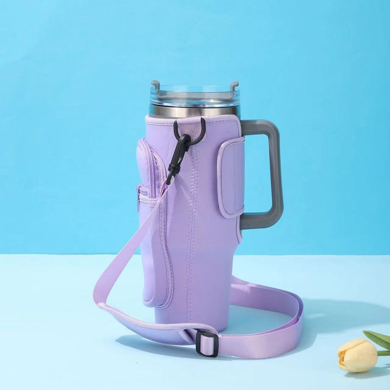 Vaso de viaje con aislamiento en diagonal de gran capacidad de 40 oz con funda para Ice King, correa ajustable para el hombro, portátil_voghion.com