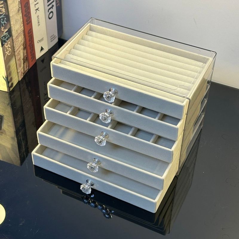 Luxury Jewelry Storage Box Desktop Ring Necklace Earring Organizer Accessories_voghion.com
