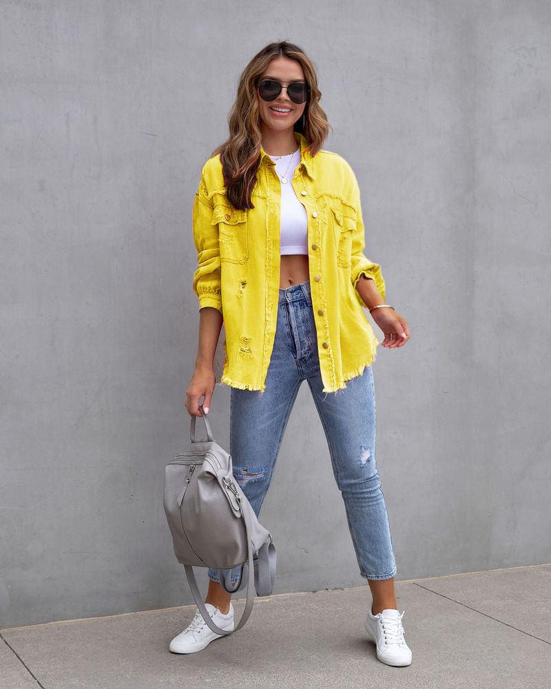 Distressed-Jeansjacke für Damen – Slim Fit, bequemer und stylischer Freizeitmantel mit Vintage-Waschung_voghion.com