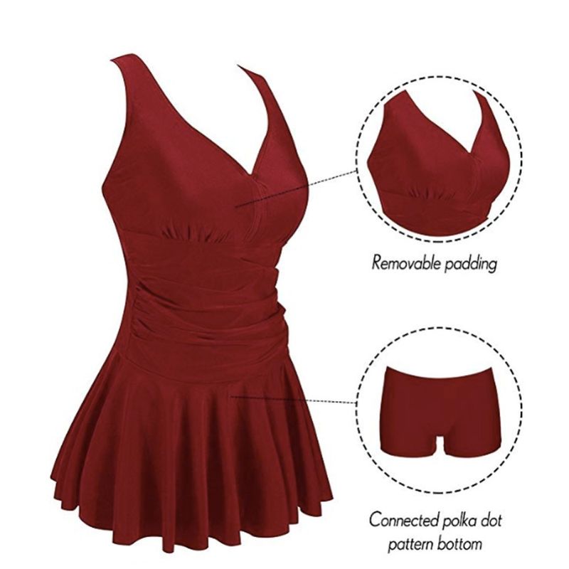 Traje de baño conservador de una pieza con estampado de cerezas para mujer, de talla grande, que cubre el vientre y adelgaza las aguas termales_voghion.com