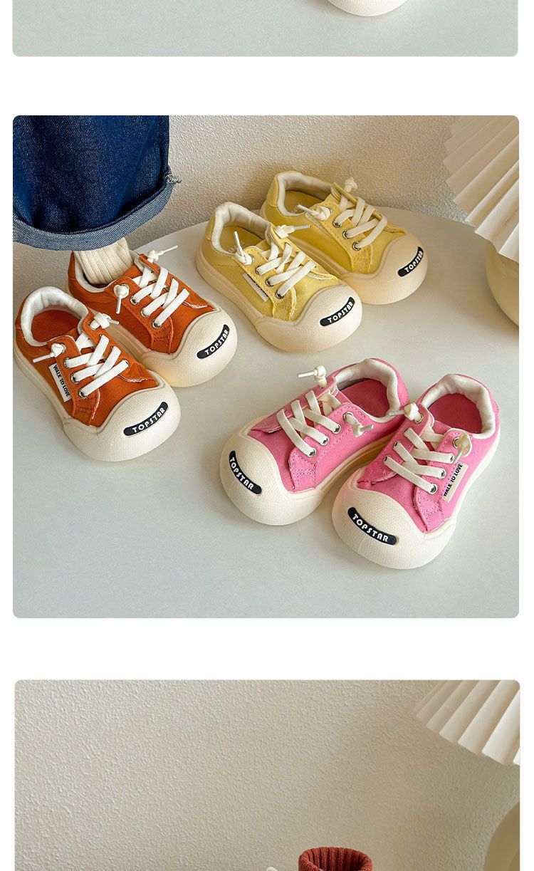 Madre e bambini Nuove scarpe di tela brutte e carine per bambini Primavera e autunno Ragazzi e ragazze Scarpe in velcro Versione coreana Open Smile Baby Scarpe bianche_voghion.com