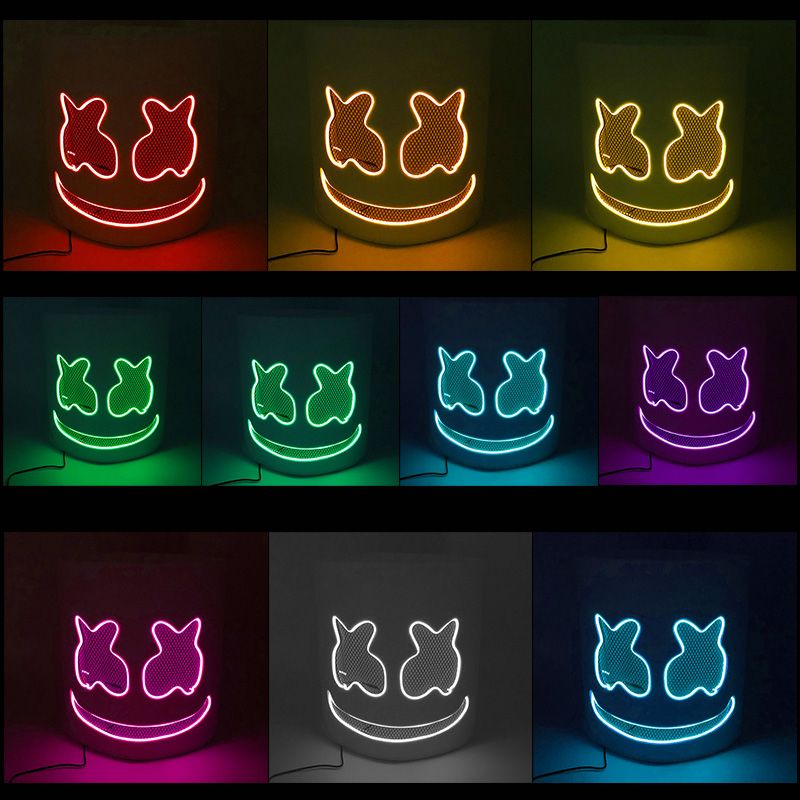 LED Marshmallow Cos Mask For Dance DJ Party Decoration Show Props Masquerade Birthday Party Mask With Gloves Cool Dexoration_voghion.com