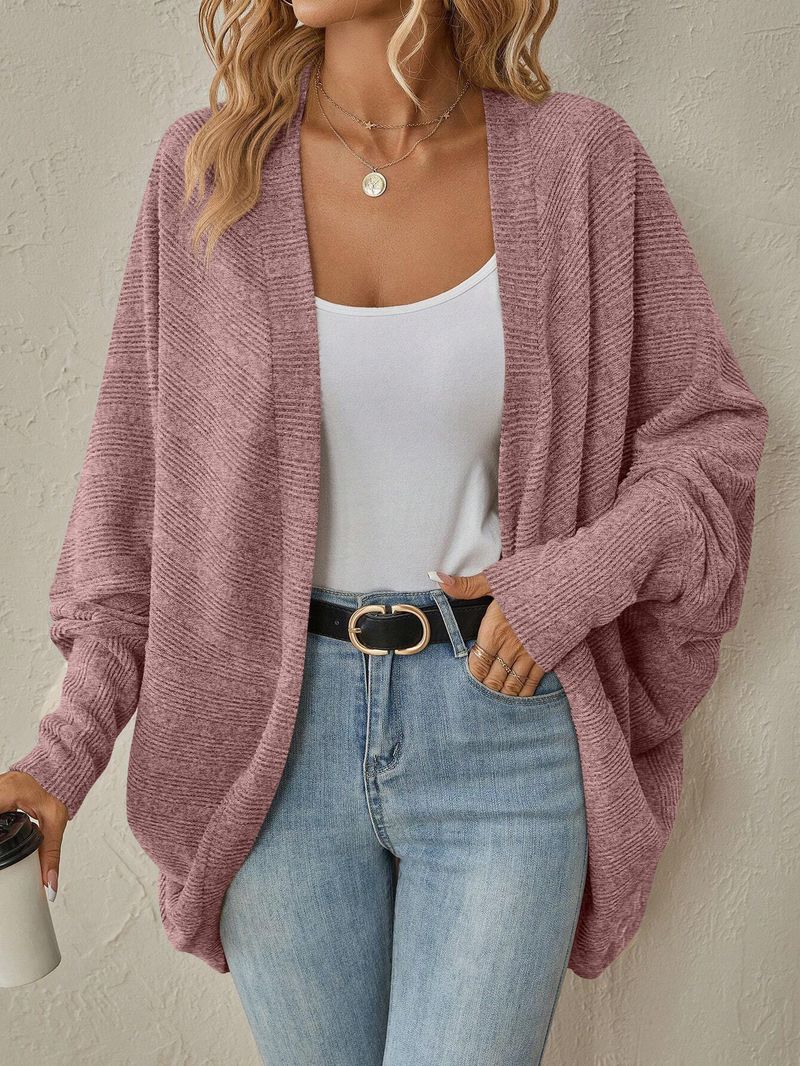 Abbigliamento da donna Cardigan lungo in maglia da donna - Cappotto in maglia con scollo a V e apertura frontale_voghion.com