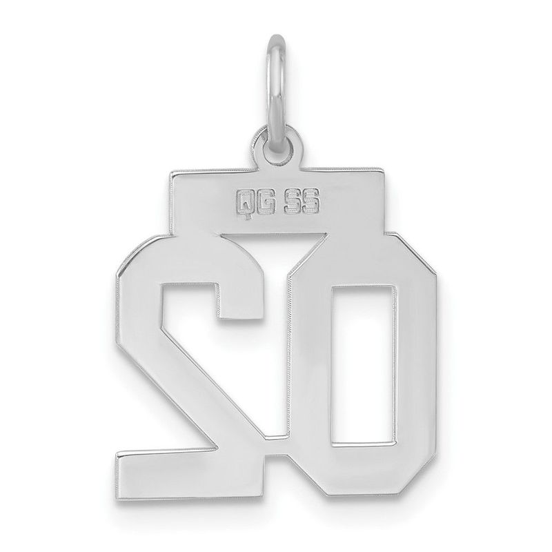 Sterling Silver Small Polished Number 02 W/Top Charm_voghion.com