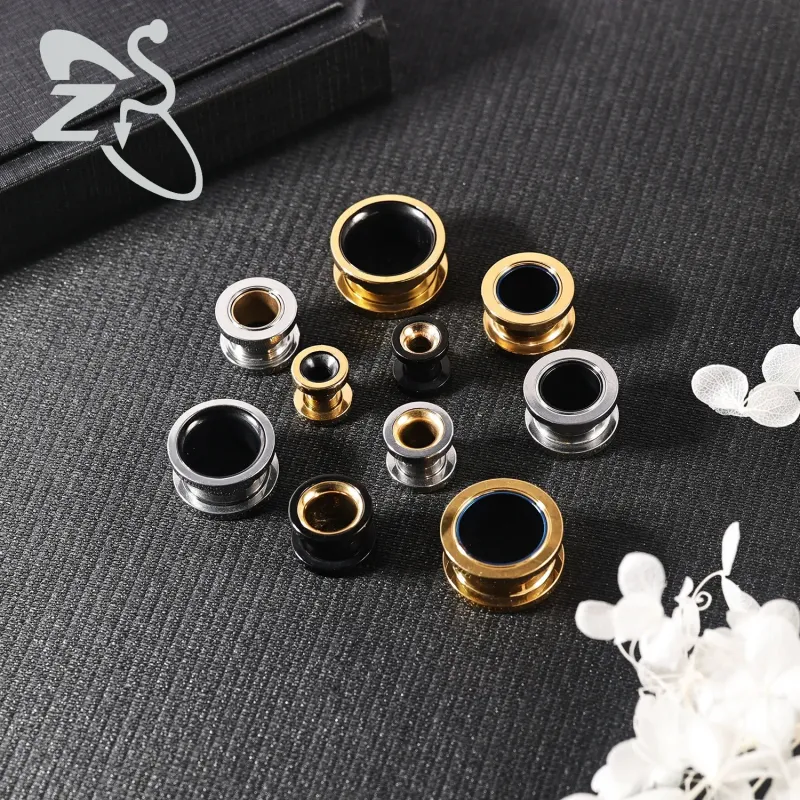 ZS 1PC 616mm 316L acciaio inossidabile dilatatori auricolari dilatatori di colore blu puleggia calibri piercing gioielli per il corpo_voghion.com