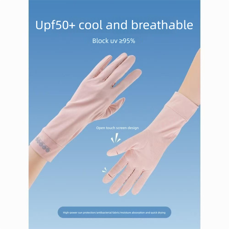 Gants de soleil en soie glacée pour femmes, fins, respirants, antidérapants, protection UV, pour le cyclisme, la conduite de vélos électriques et autres activités de plein air. Deux doigts._voghion.com