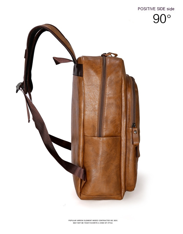 Neue Heiße Verkauf Retro PU Rucksack für Männer Europa Amerika Mode Vielseitig Große Kapazität Outdoor Freizeit Einfarbig Leder Rucksack_voghion.com