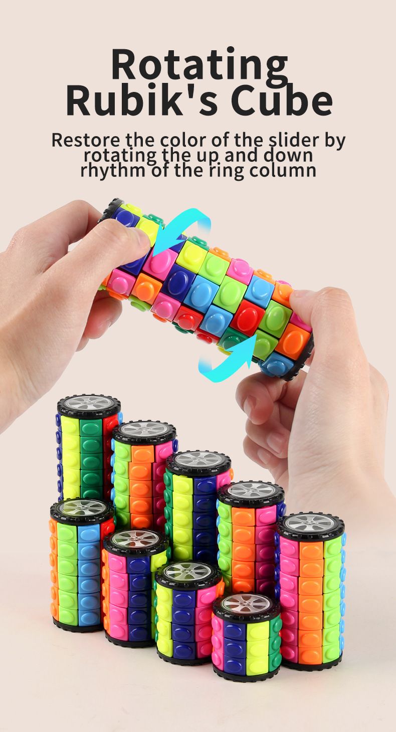 Giocattolo di decompressione dell'intelligenza creativa, torre magica tridimensionale, cubo magico di mais colorato, cubo magico rotante cilindrico a tre, quattro e cinque ordini_voghion.com