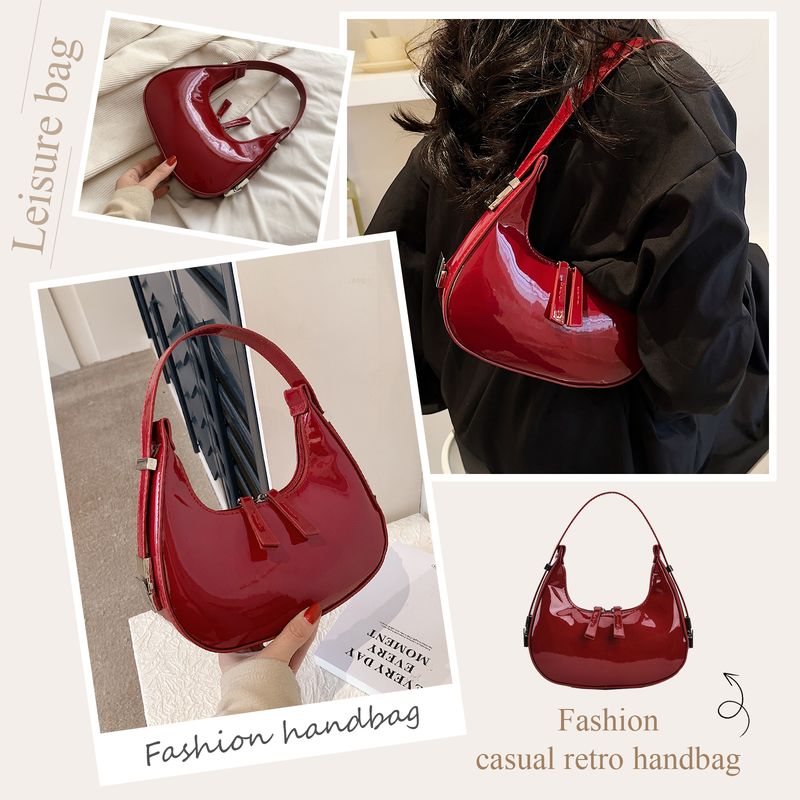 Félhold alakú Vintage PU bőr kis válltáska nőknek és lányoknak Hobo kézitáska retro piros női hónalj pénztárcák táskák_voghion.com