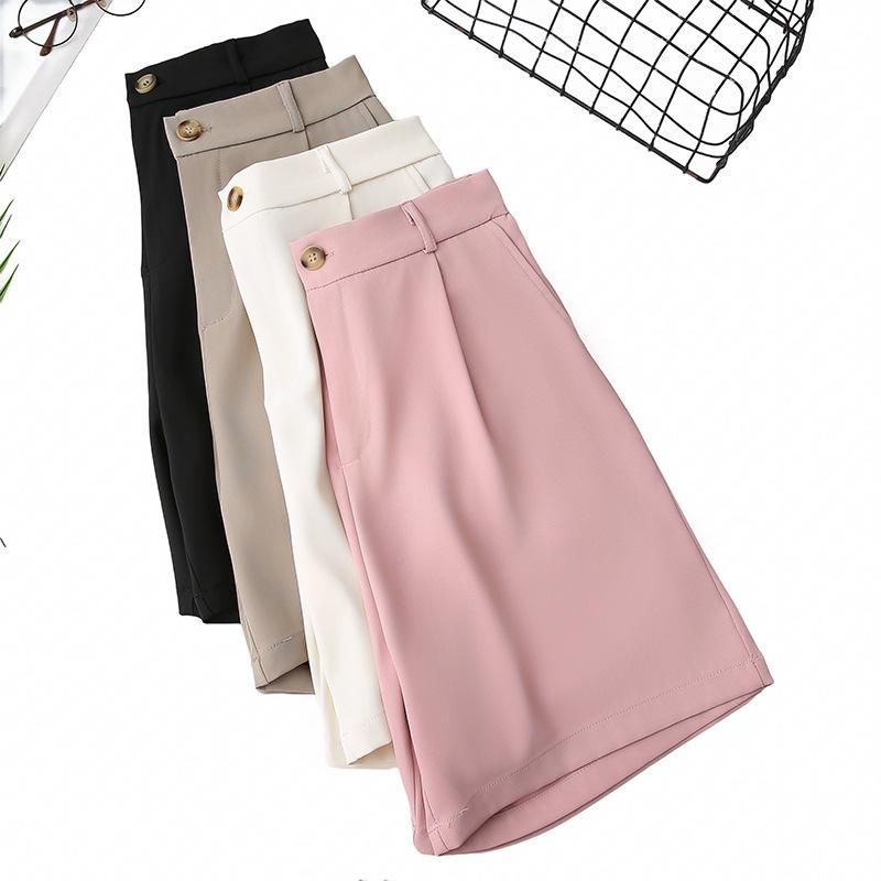 Casual Fashion Suit Short Pants For Women Summer Solid Elastic High Waist Short Pant With Pockets Work Office Vacation Comfy Lightweight Plus Pants_voghion.com