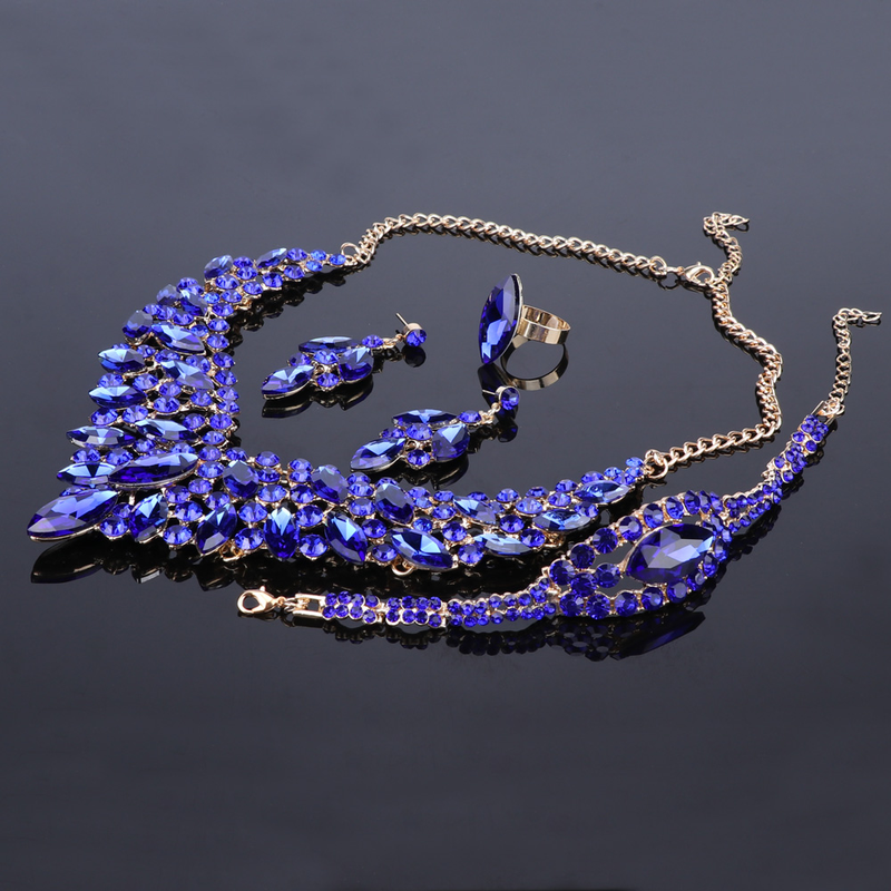 Set di gioielli da sposa in cristallo Collana da sposa Orecchini per spose Accessori per feste Strass Decorazione Regalo Set da donna_voghion.com