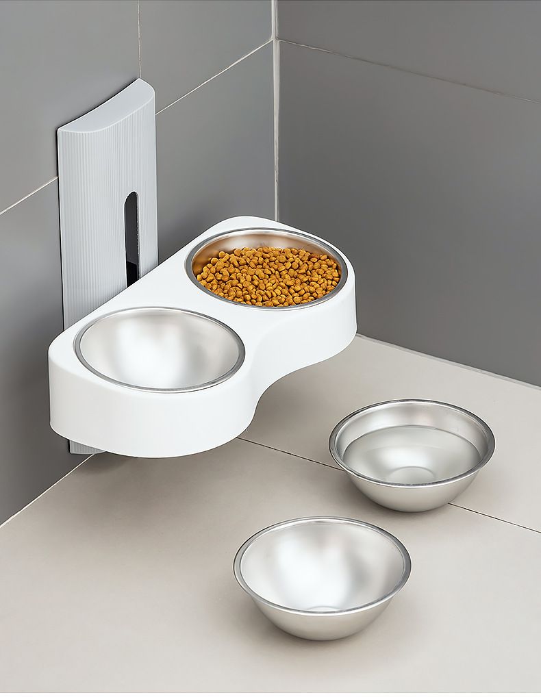 Kaldırılabilir kedi mama kabı yeni üçü bir arada içme suyu besleyici kedi mama kabı kedi pirinç kabı entegre besleyici_voghion.com