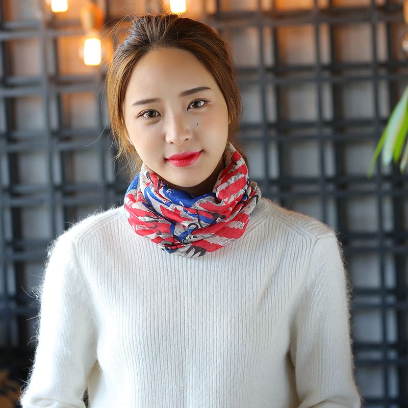 Primavera e autunno Sky Red Stripe Sciarpa a cinque stelle Edizione coreana da donna Fascia alla moda Baotou Moonlight Hat Three_voghion.com