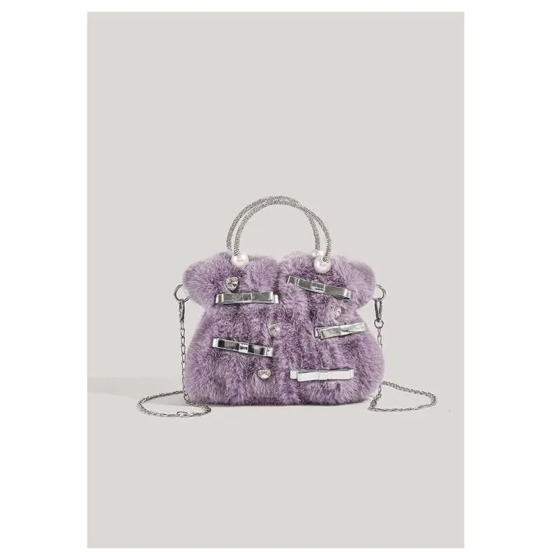 Designer Damen Gentle Heiress Fox Bucket Handtasche Umhängetasche Wasser Dia Herbst und Winter Plüsch Handtasche Weiche Textur Fell_voghion.com