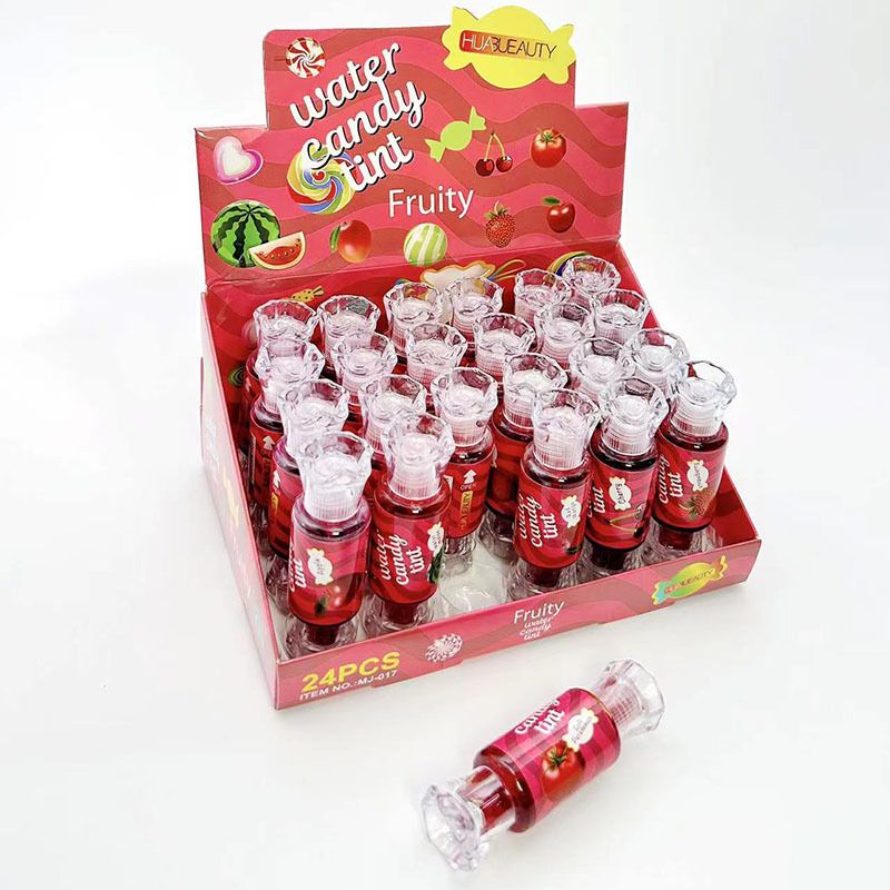 24er-Pack flüssiger Lippenstift, Wasserbonbons, Gloss mit Fruchtgeschmack, leicht zu färben und zu befeuchten, Lipgloss aus Spiegelglas_voghion.com