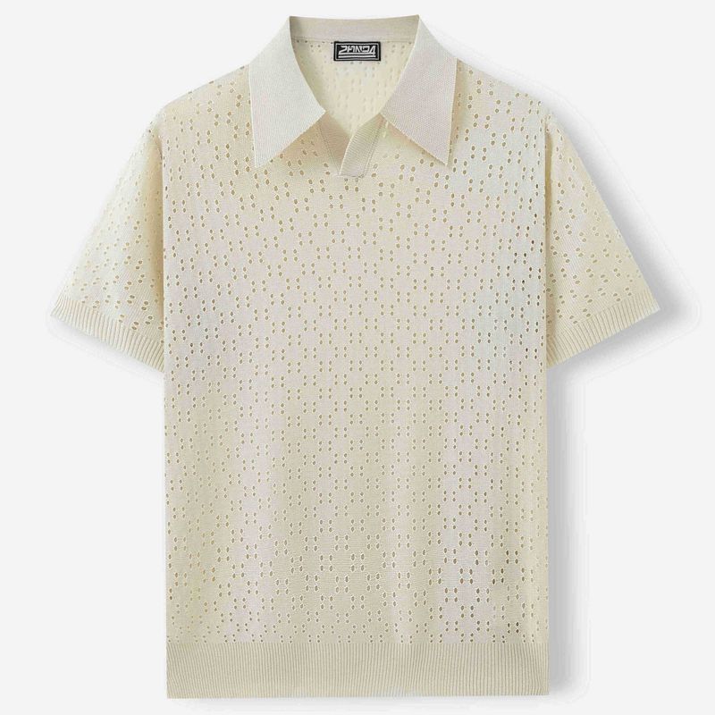Pull décontracté en tricot pour homme, d'une qualité imbattable, avec col queue-de-pie élégant et polo en tricot de soie cool SY0028_voghion.com