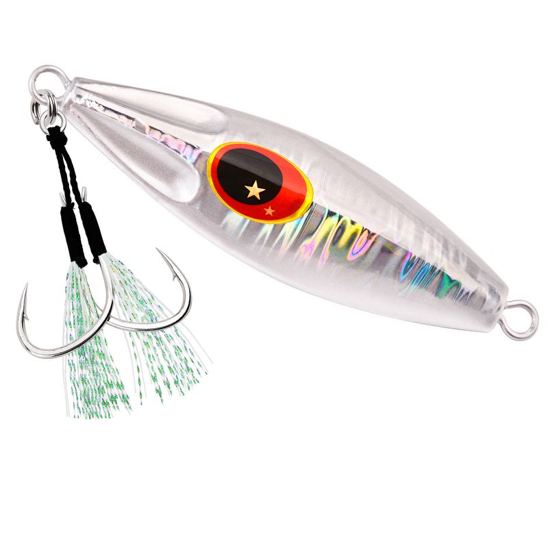 Double Lure Jig Strong Braided Line Knot Bright Silk Feather Boat Sea Fishing Single Hook_voghion.com