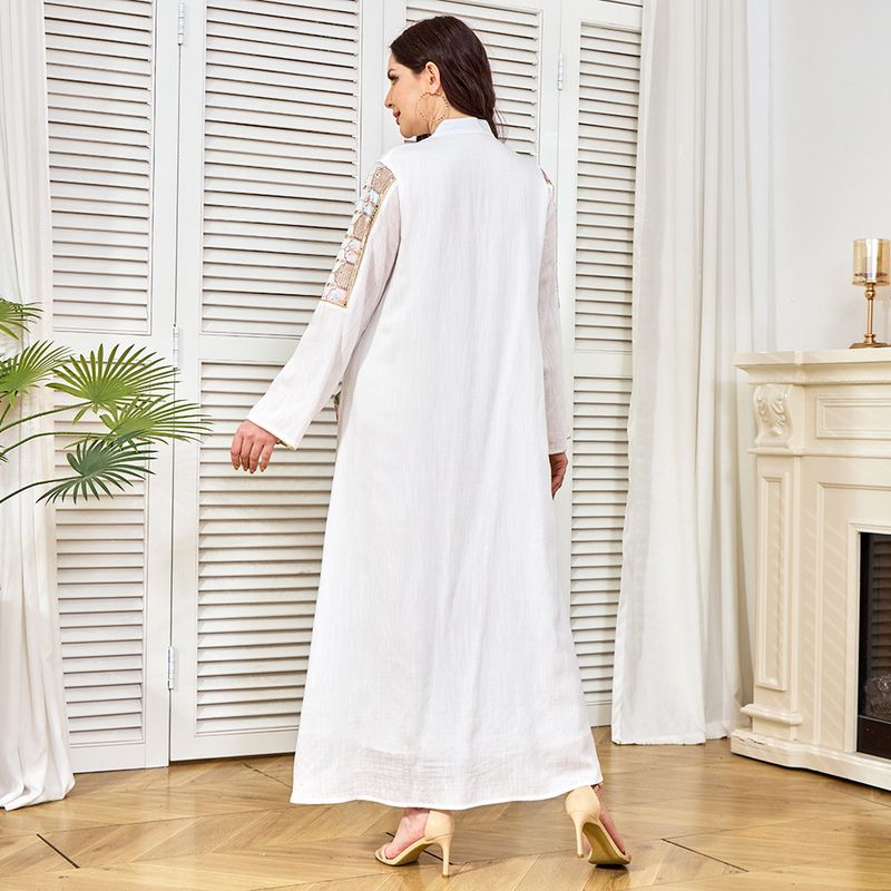 Vestido longo muçulmano com bolso de contas de Dubai para mulheres, abaya_voghion.com