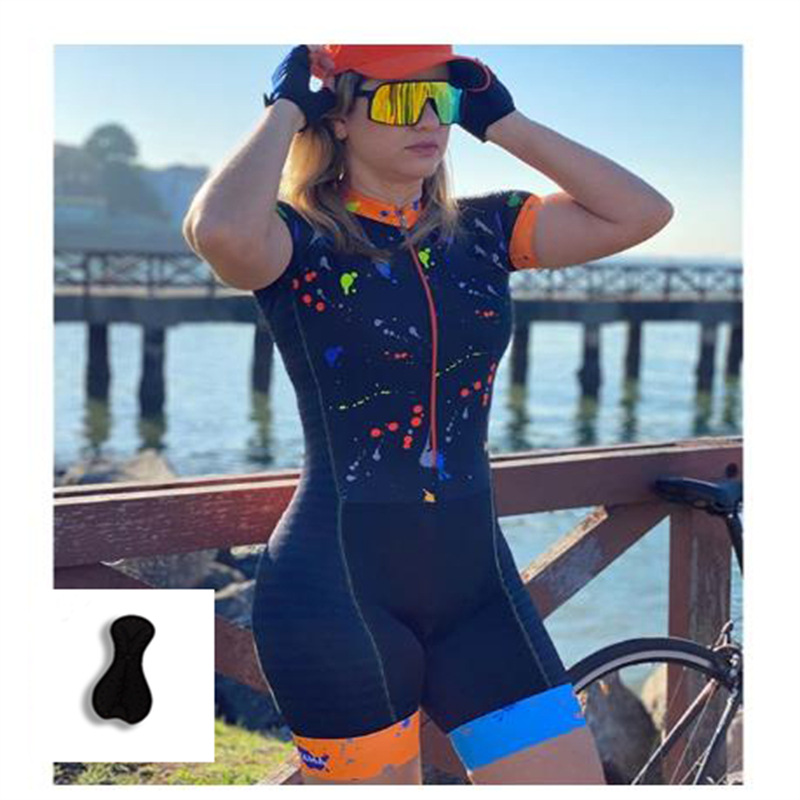 Vêtements de sport pour femmes, cyclisme en plein air et VTT, nouvelle combinaison d'été à manches courtes pour triathlon, respirante, coupe ajustée_voghion.com