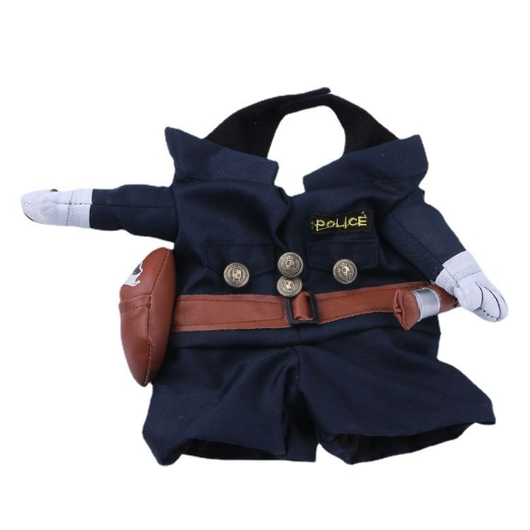 Dog Cat Funny Police Transformation Standing Outfit Halloween Quirky Teddy Bichon Costume_voghion.com