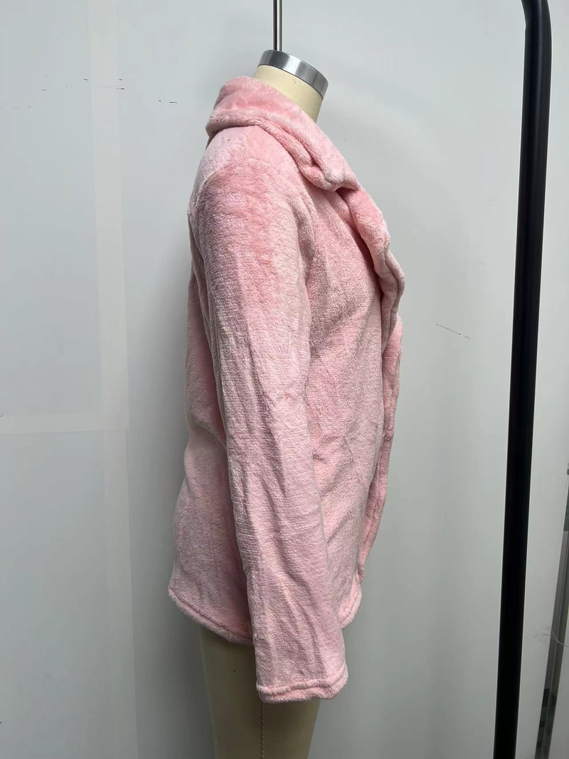 Women's Clothing Autumn and Winter Jacket Sexy Plush Lapel Slim Jacket_voghion.com