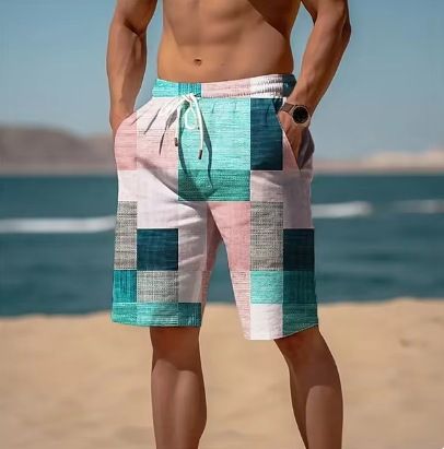 Unbeatable Quality Unbeatable Quality New Summer Breathable Hawaiian Beach Pants 3D Printed Checkered Pattern Men's Shorts_voghion.com