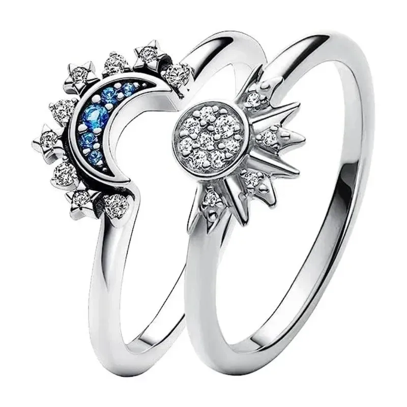Nuovo anello di cristallo blu celeste scintillante con luna, sole e stella per donna, elegante e alla moda, fascia impilabile per le dita, regalo per feste_voghion.com