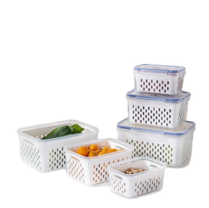 Frigorifero Conservazione Domestica Cucina Doppio Strato Cestello Scolatore Frutta e Verdura Alimenti Sigillatura Mantenimento Freschezza_voghion.com