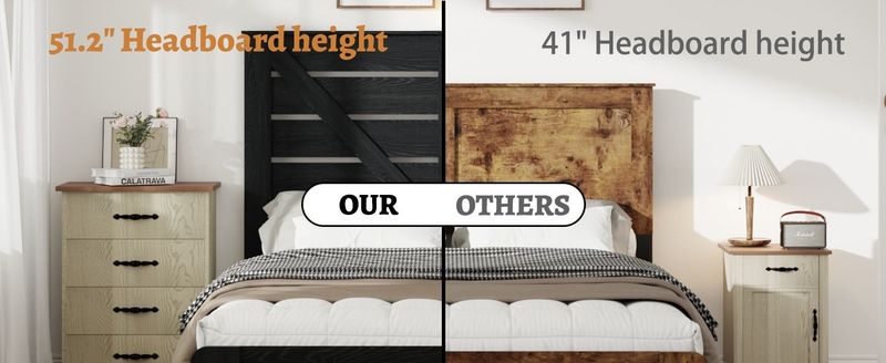 Full Bed Frame Headboard , Wood Platform Bed Frame , Noise Free,No Box Spring Needed And Easy Assembly Tool,Large Under Bed Storage, Black_voghion.com