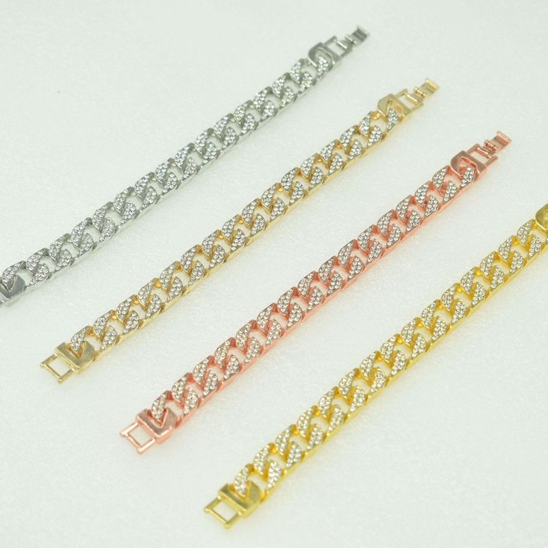 Hip Hop Nightclub Performance Bar Street Dance Full Diamond Trendy Brand Cuban Bracelet_voghion.com