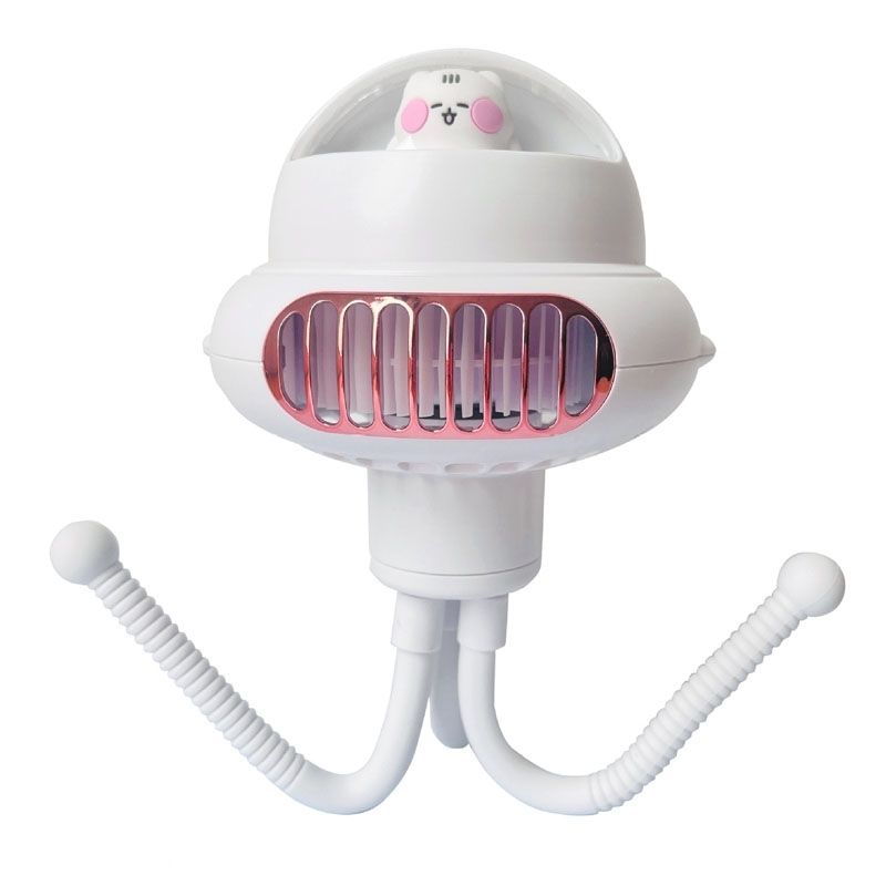 Ventilator für Kinderwagen mit Kopfschütteln, blattloser Oktopus, stumm, tragbarer Mini-Ventilator, normale Version (gelb)_voghion.com