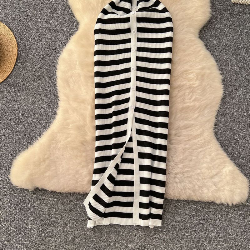 Robe portefeuille élégante à col en V et boutons – Robe mi-longue moulante ajustée avec fente latérale (taille unique, imprimé zèbre, polyester extensible)_voghion.com