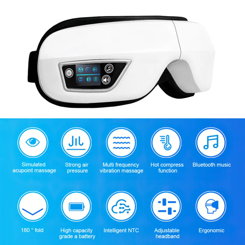 Massaggiatore per gli occhi 6D Smart Airbag Vibrazione Massaggiatore per gli occhi Strumento per la cura degli occhi Riscaldamento La musica Bluetooth allevia la fatica e il buio_voghion.com
