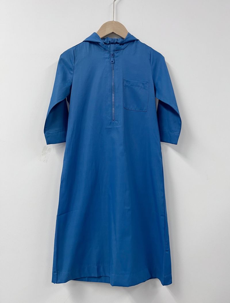 Ropa para niños Camisa con capucha y cremallera de color liso para niño Bata Thobe MSL220_voghion.com