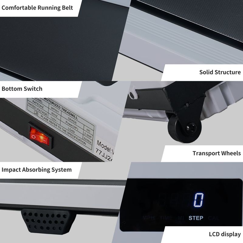 Walking Pad With Quiet 2.0 HP Brushless Motor, Countdown Modes, Spacious Running Area, 220 Lbs Weight Capacity For Home Or Office Workouts, 3 In 1 Portable Treadmill Walking, White_voghion.com