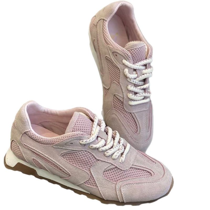 Sneakers bianche traspiranti in rete alla moda per donna, piatte, primavera 2025, nuove scarpe sportive versatili in vera pelle con lacci_voghion.com