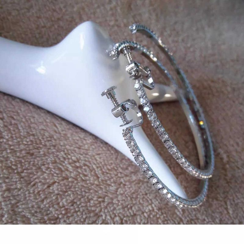 Orecchini grandi a clip a spirale non forati per donna con strass, moda coreana, cerchio rotondo, esagerato, 2024_voghion.com