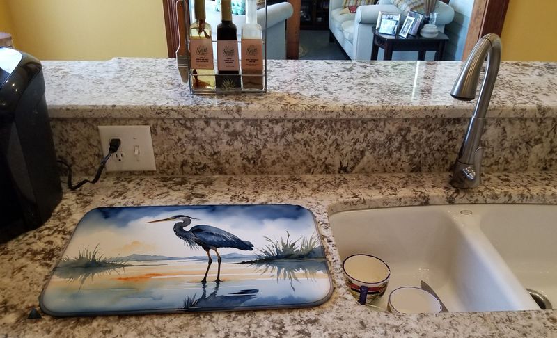 Blue Heron Barely Lit Sky Dish Drying Mat Absorbent Dish Drying Mat Pad For Kitchen Counter Dish Drainer Mat For Countertop, 14 X 21", Multicolor_voghion.com