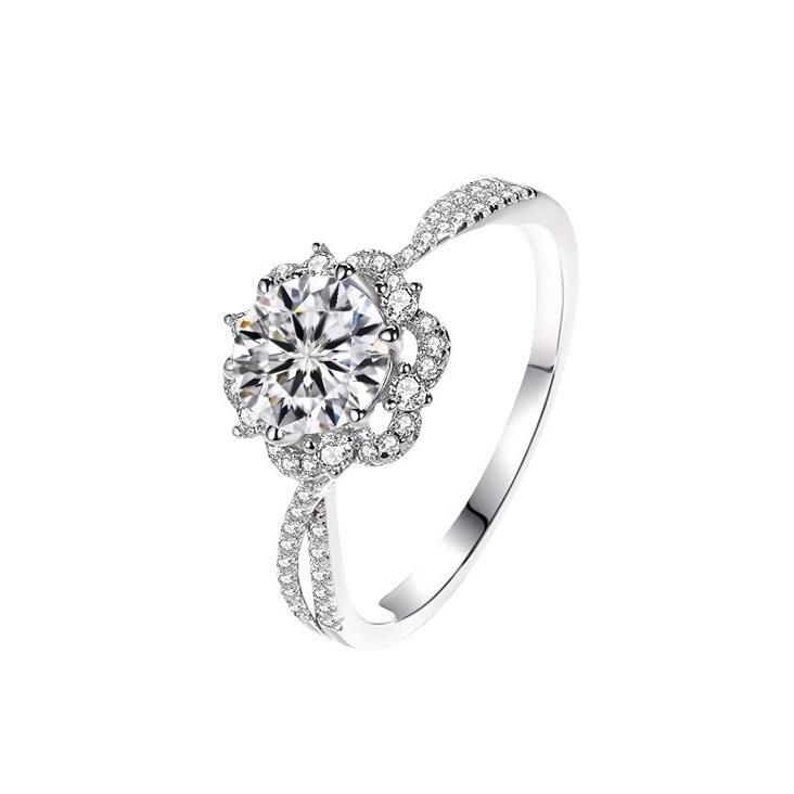 S Pure Silver Bud Full of Sky Star Princess Elsa Mosang Stone Ring, Female Eternal Flower Luxury Proposal Ring_voghion.com