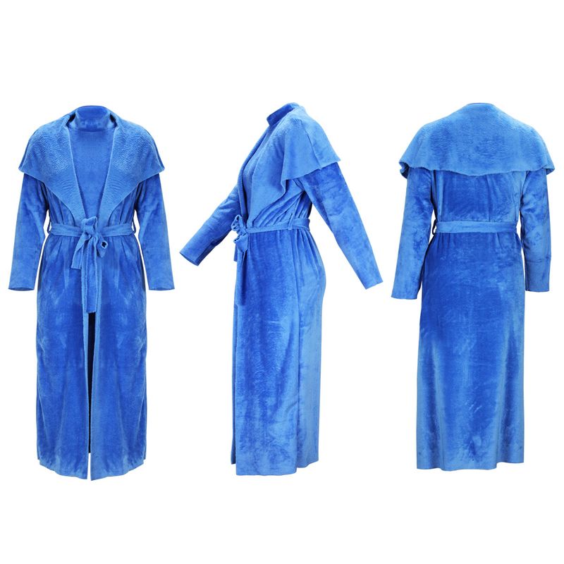 Women's clothing temperament dress and coat two-piece fashion loose long cardigan velvet suit_voghion.com