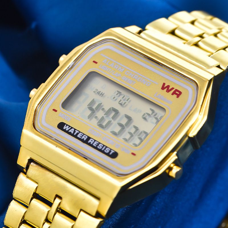 Stalen band horloge Dameshorloge Heren zakelijk horloge Multifunctioneel Led digitaal sporthorloge Elektronische klok_voghion.com