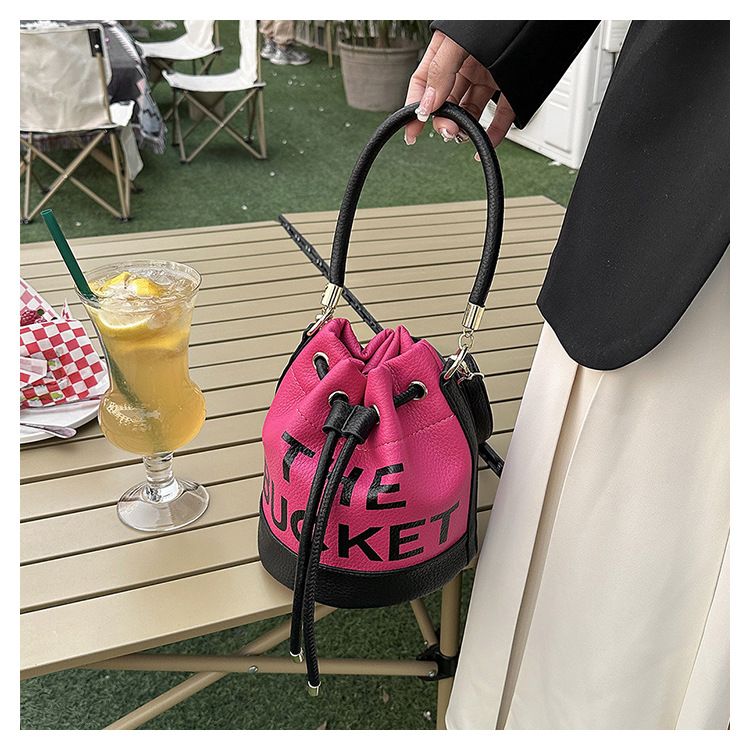 Borsa a secchiello da donna, alla moda, con coulisse, a mano, con tracolla, per donna, portatile, casual, semplice, casual._voghion.com