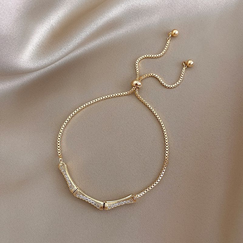Bettelarmband Bambus eingelegtes Zirkoniumarmband MOXI Kalt Volldiamant Knochen Verstellbarer Handschmuck Einfache Atmosphäre Schritt für Schritt Förderung Weiblich_voghion.com